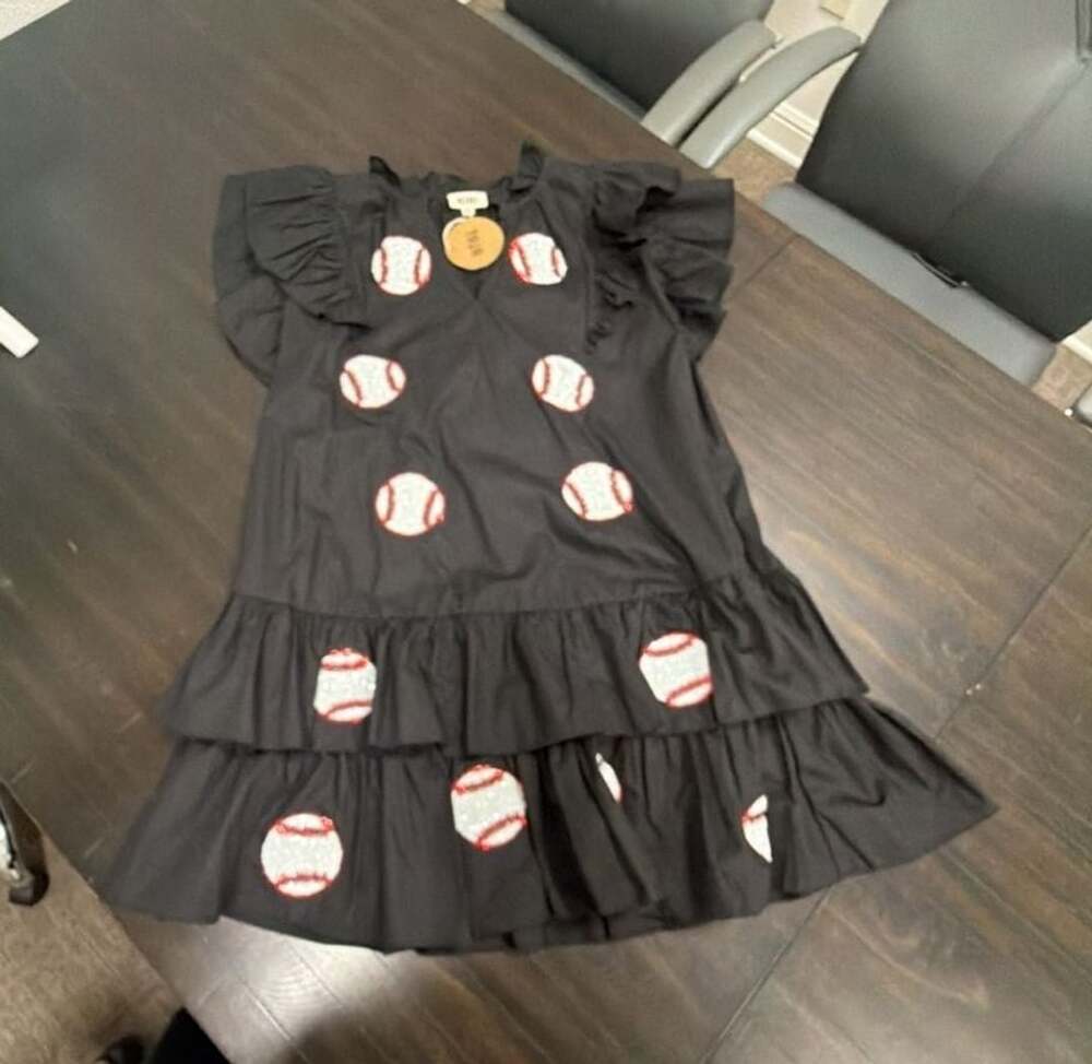 BiBi Sequins Baseball Patch Dress XL Black Gameday